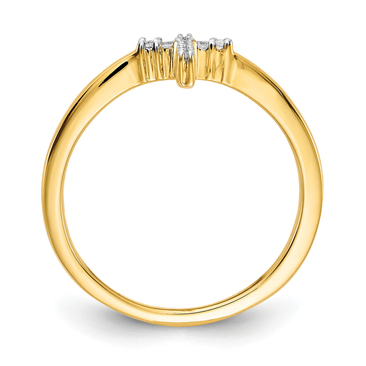 14k Yellow Gold Diamond Cross Ring-RM5654
