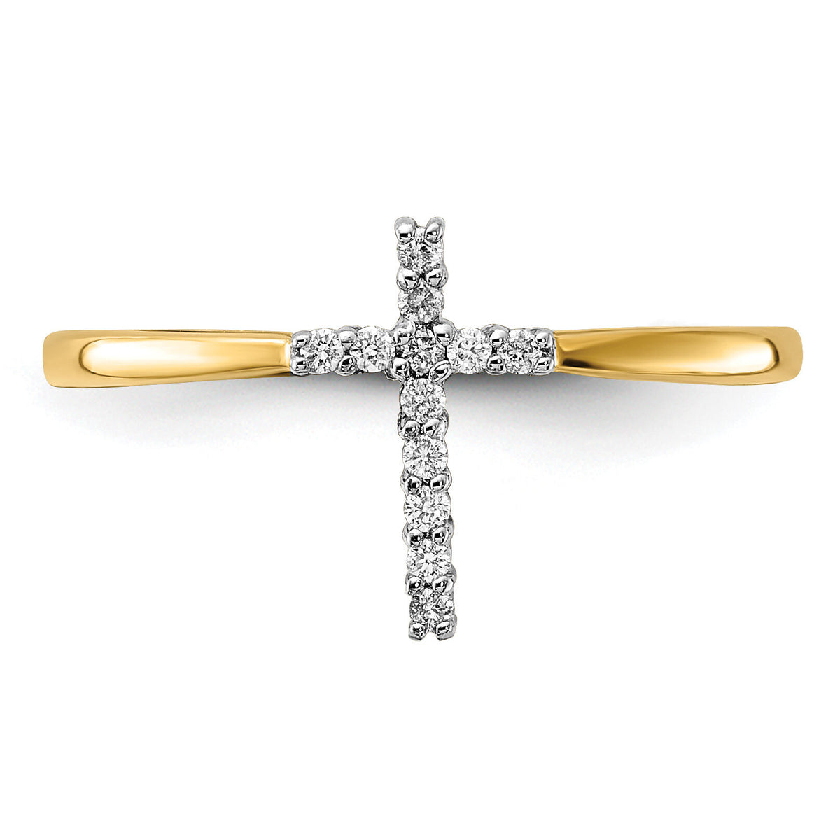 14k Yellow Gold Diamond Cross Ring-RM5654