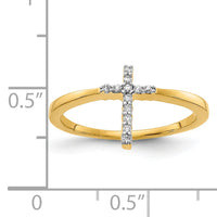 14k Yellow Gold Diamond Cross Ring-RM5654