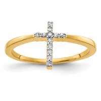 14k Yellow Gold Diamond Cross Ring-RM5654