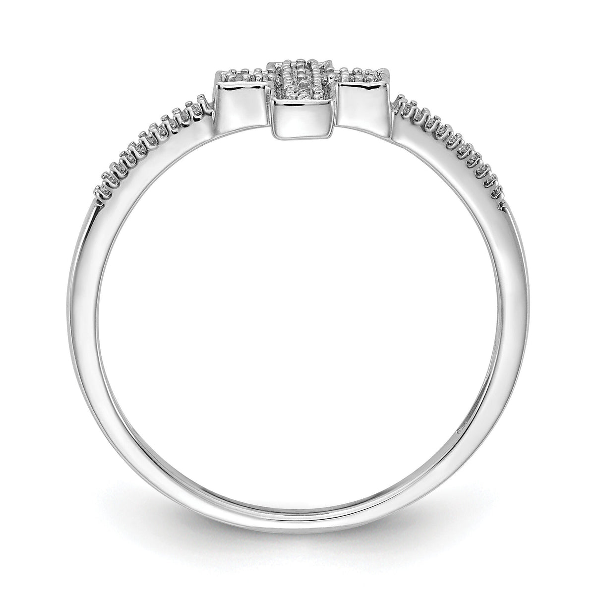 14k White Gold Polished Diamond Cross Ring-RM5655