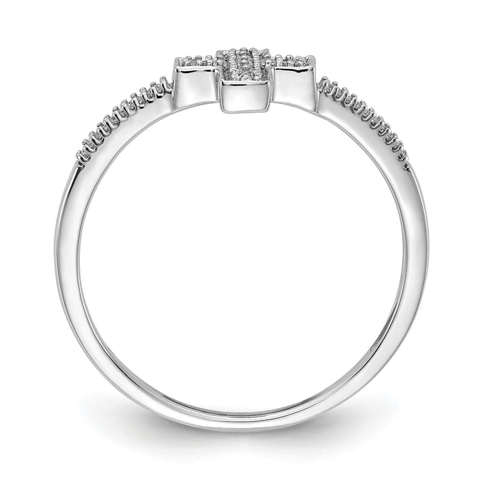 14k White Gold Polished Diamond Cross Ring-RM5655