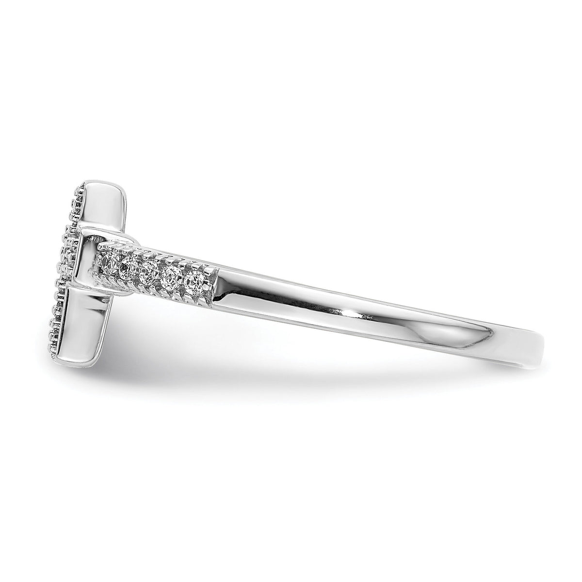 14k White Gold Polished Diamond Cross Ring-RM5655