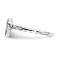 14k White Gold Polished Diamond Cross Ring-RM5655
