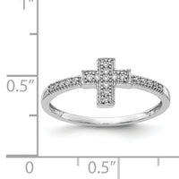 14k White Gold Polished Diamond Cross Ring-RM5655