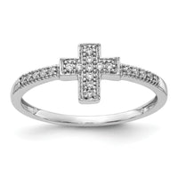 14k White Gold Polished Diamond Cross Ring-RM5655