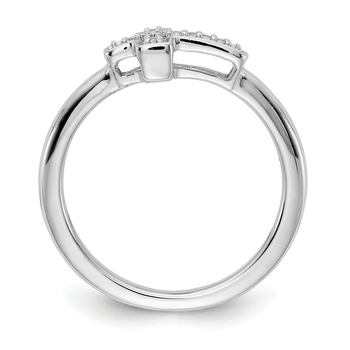 14k White Gold Diamond Cross Ring-RM5656