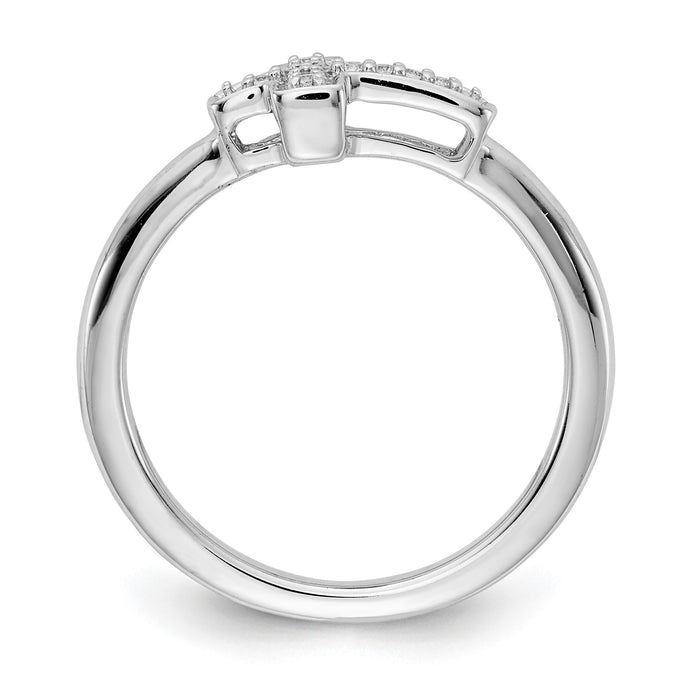 14k White Gold Diamond Cross Ring-RM5656