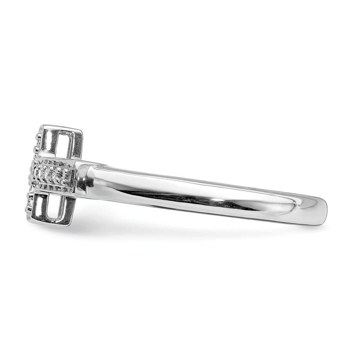 14k White Gold Diamond Cross Ring-RM5656