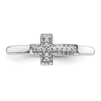 14k White Gold Diamond Cross Ring-RM5656