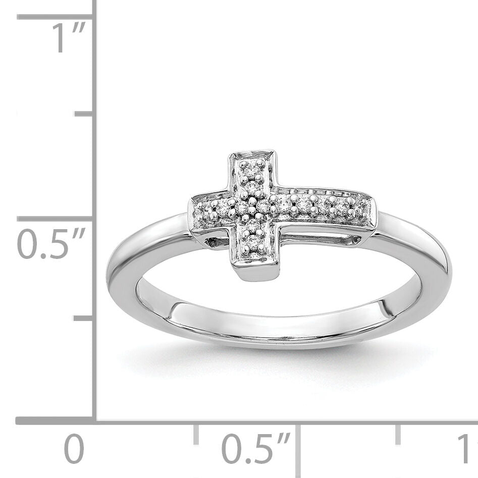 14k White Gold Diamond Cross Ring-RM5656