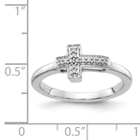 14k White Gold Diamond Cross Ring-RM5656