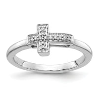 14k White Gold Diamond Cross Ring-RM5656