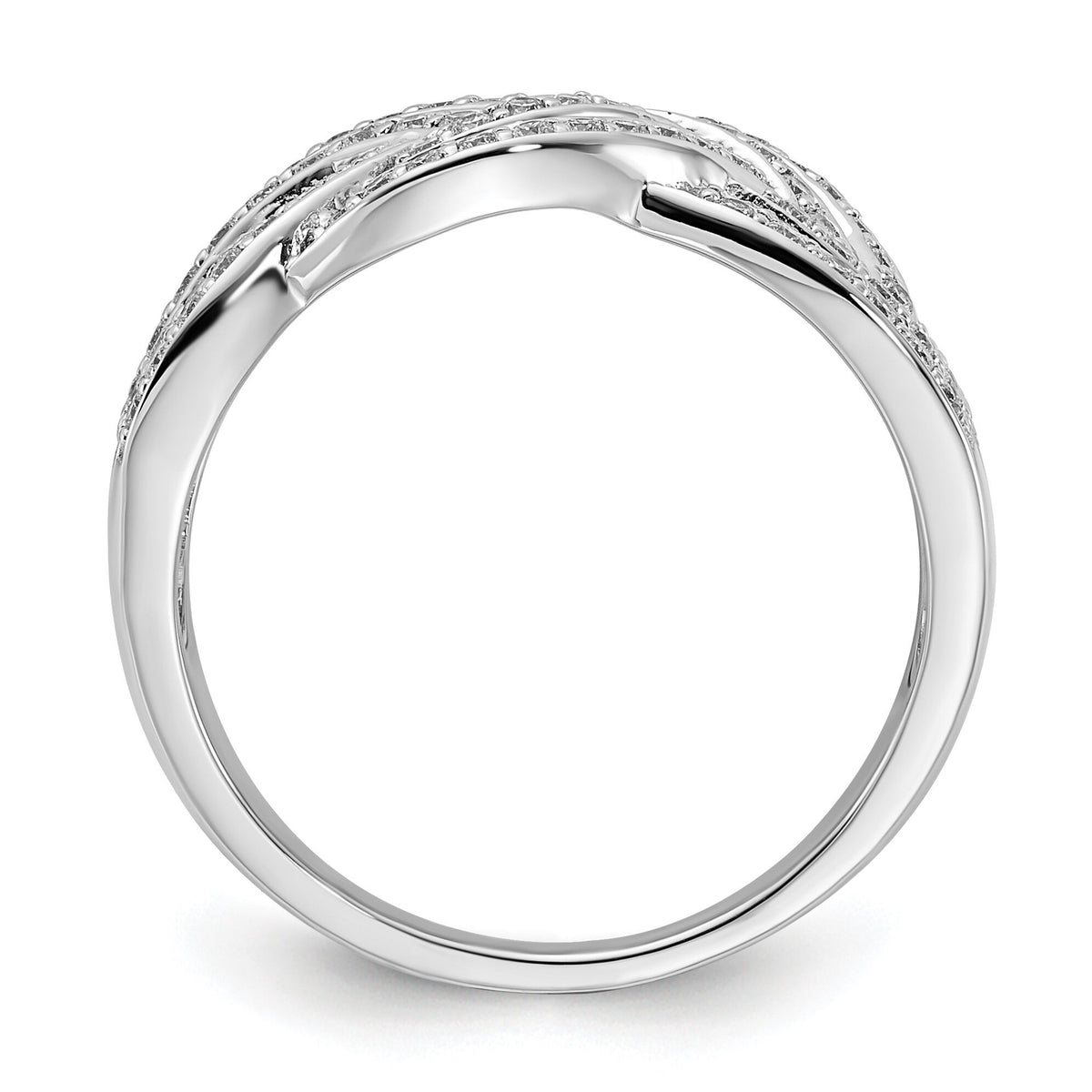 14k White Gold Woven Diamond Ring-RM5660
