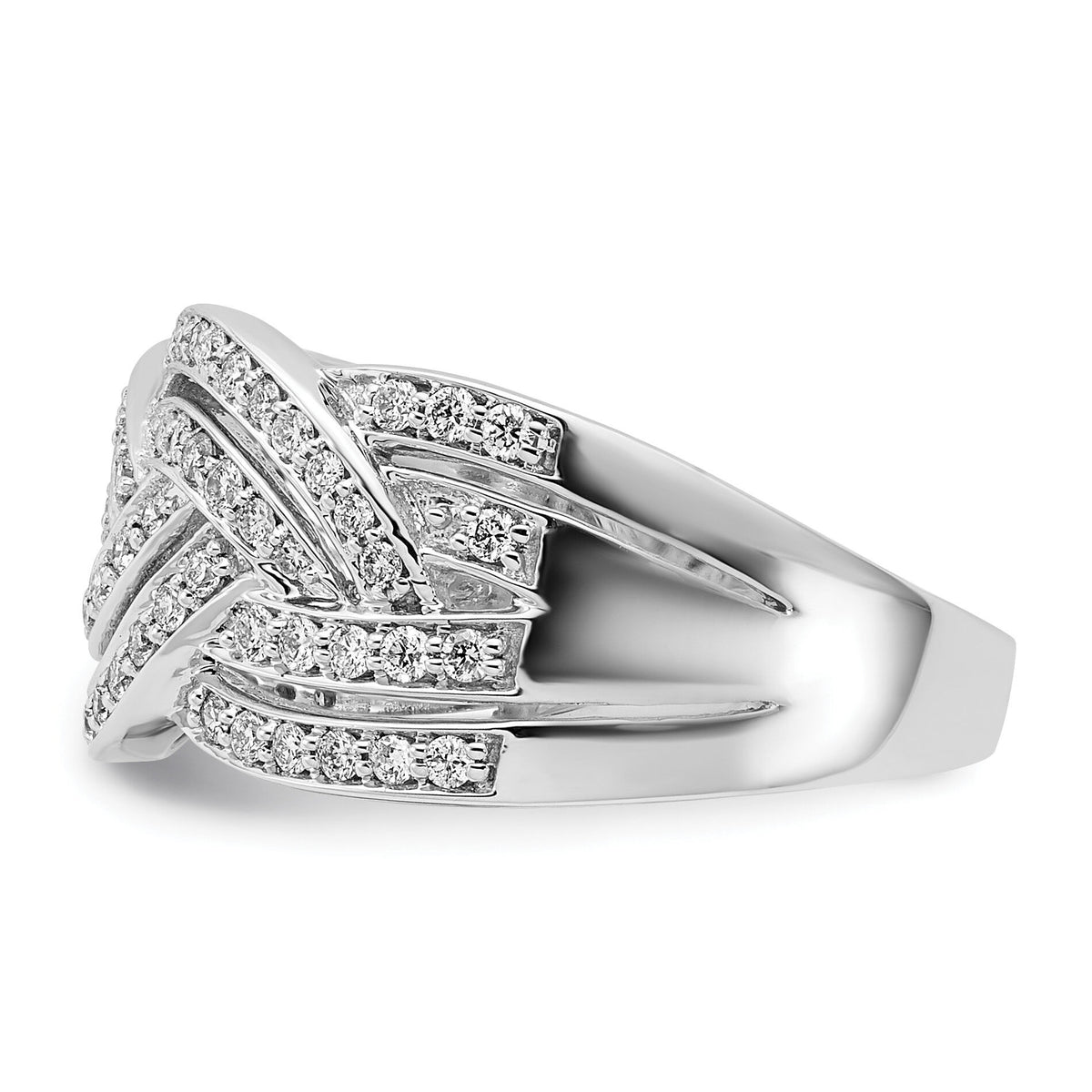 14k White Gold Woven Diamond Ring-RM5660