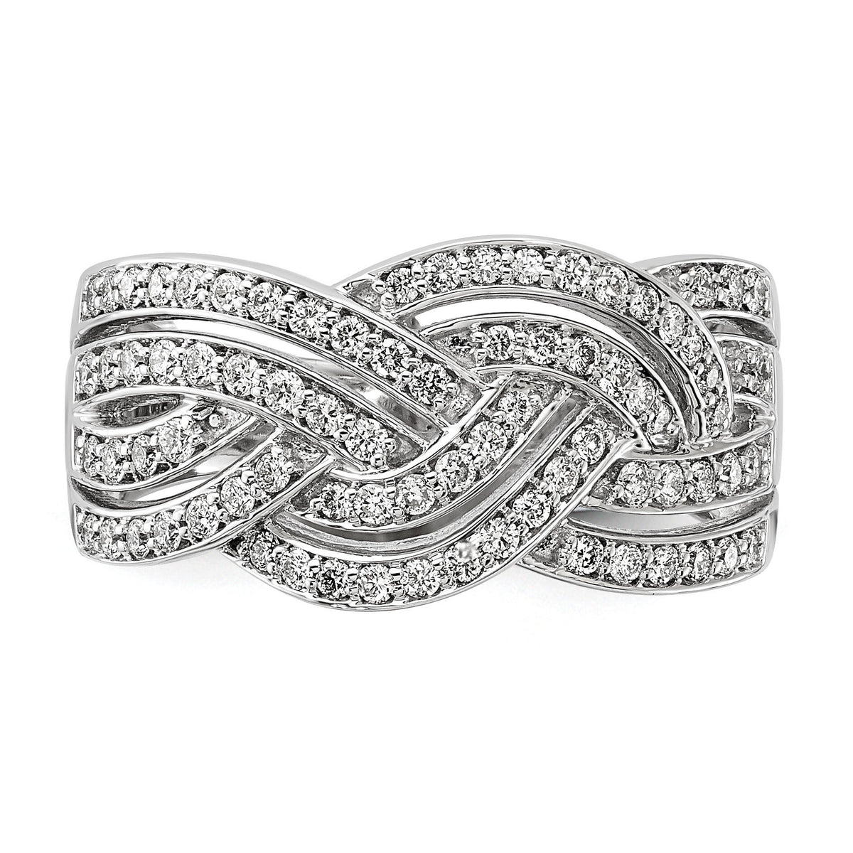 14k White Gold Woven Diamond Ring-RM5660