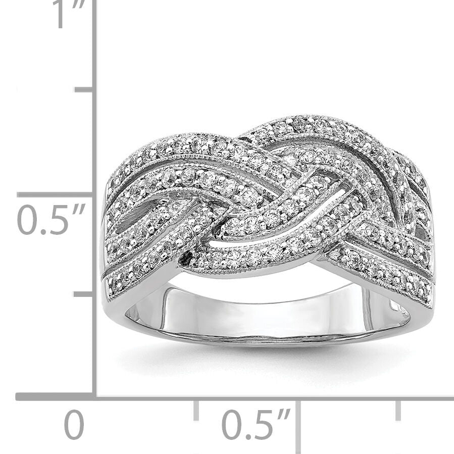 14k White Gold Woven Diamond Ring-RM5660
