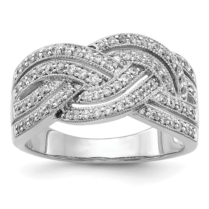 14k White Gold Woven Diamond Ring-RM5660