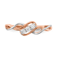 14k Two-tone 3-stone Diamond Polished Twist Ring-RM5671