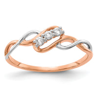 14k Two-tone 3-stone Diamond Polished Twist Ring-RM5671