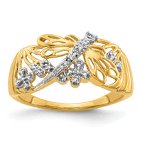 14k Rhodium Diamond Dragonfly Ring-RM5676