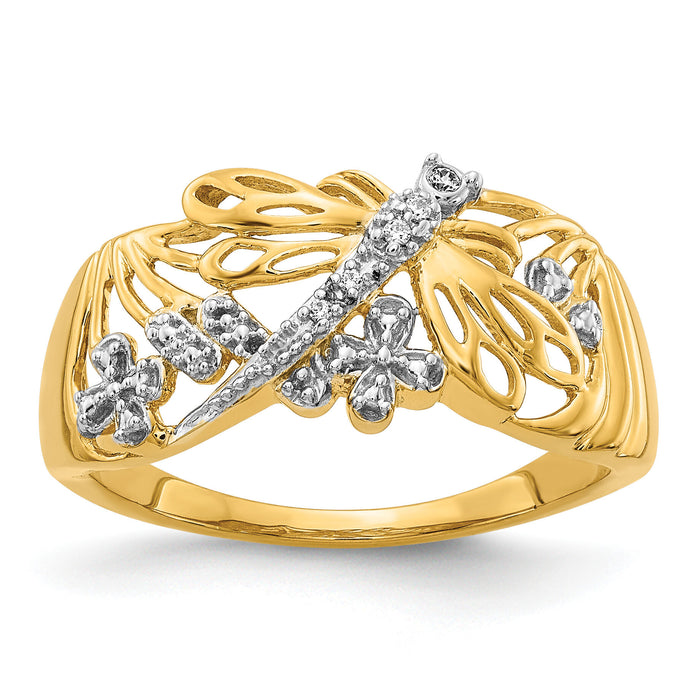 14k Rhodium Diamond Dragonfly Ring-RM5676