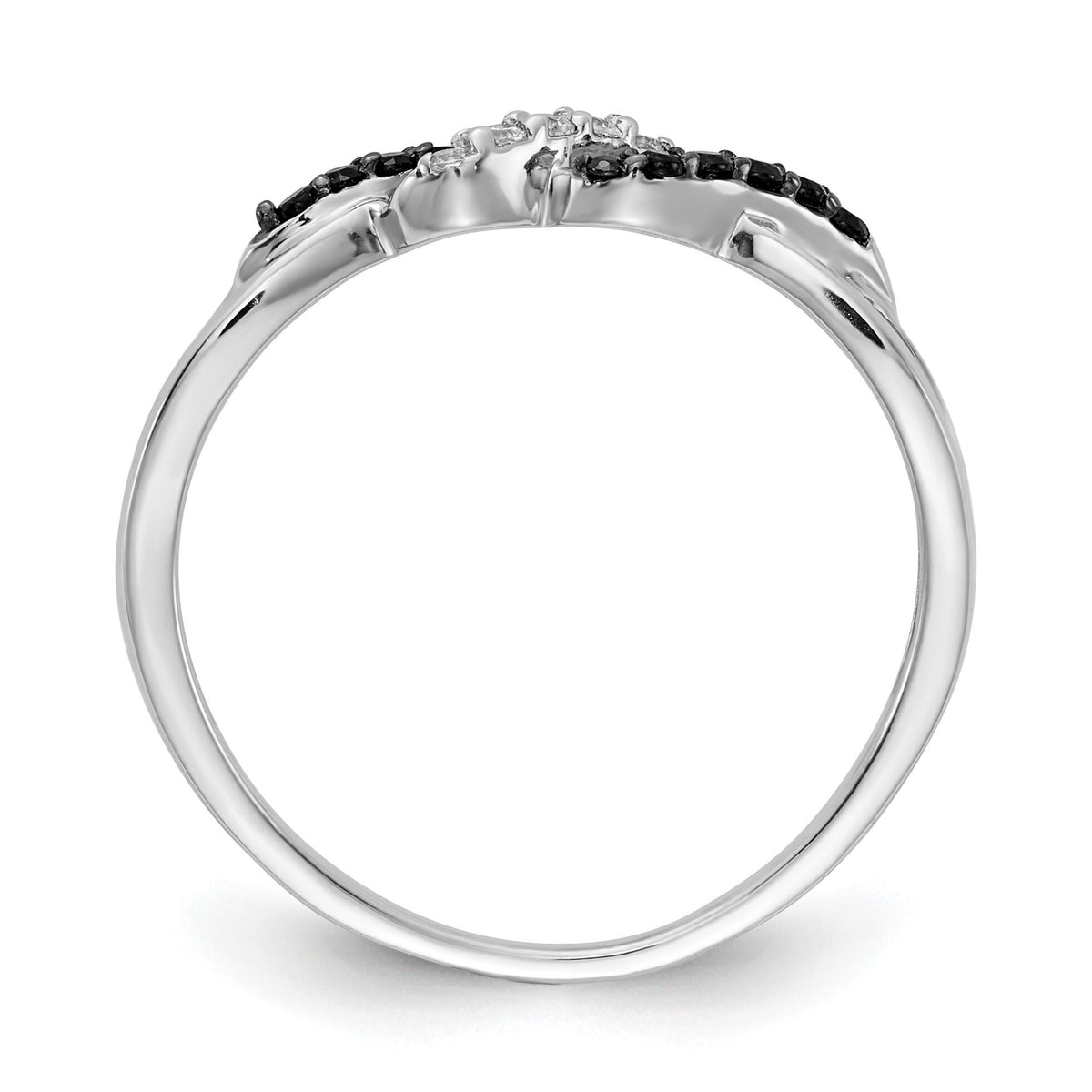 14k White Gold w/ Black and White Diamond Twist Ring-RM5679