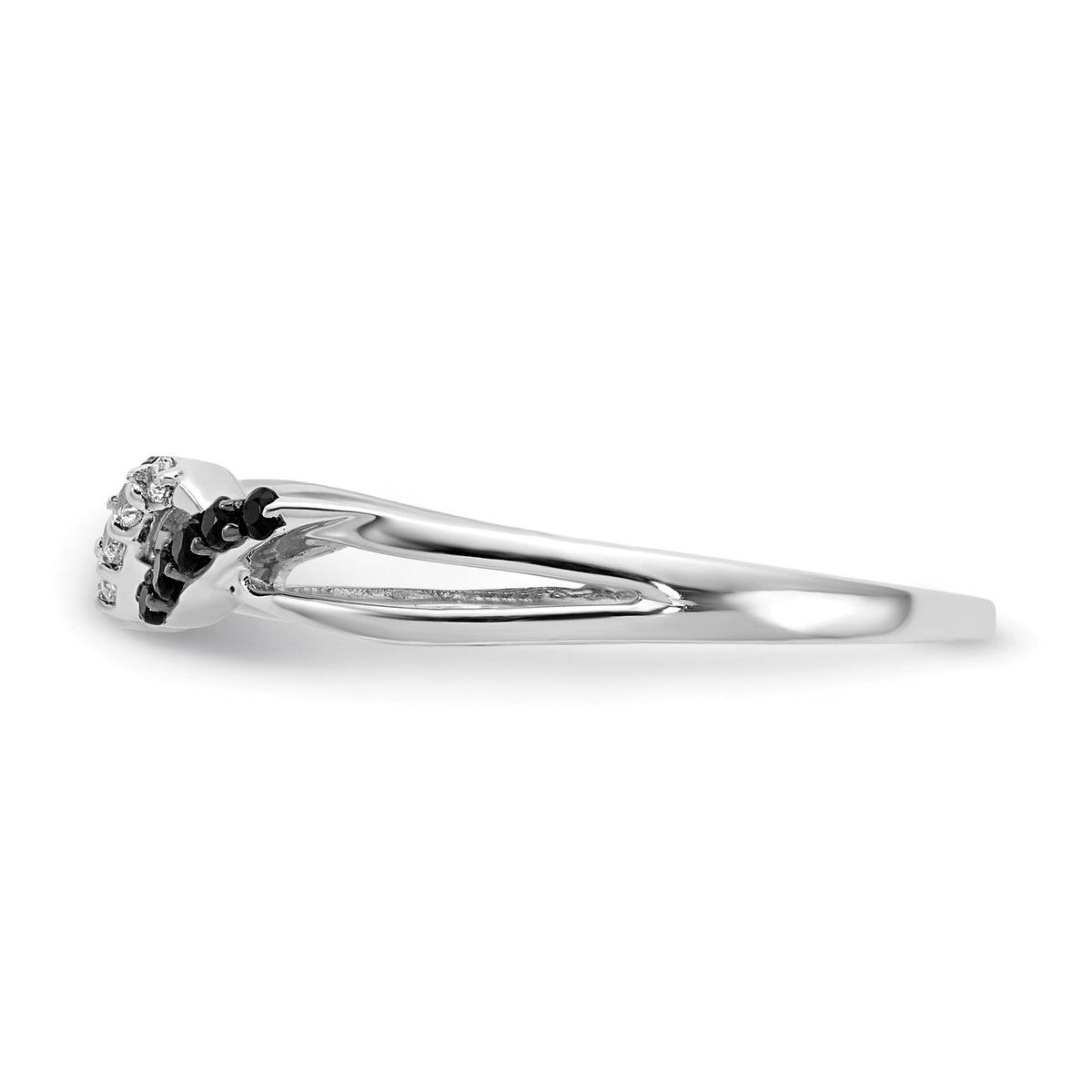 14k White Gold w/ Black and White Diamond Twist Ring-RM5679