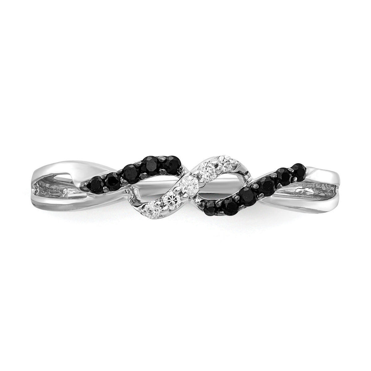 14k White Gold w/ Black and White Diamond Twist Ring-RM5679