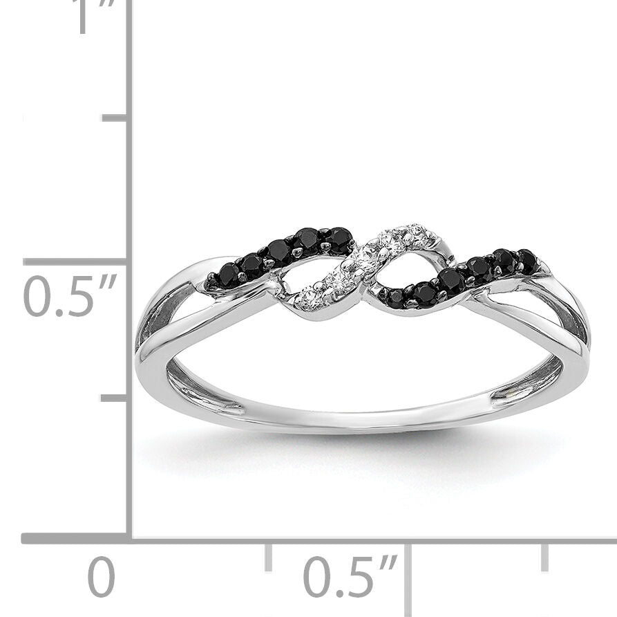 14k White Gold w/ Black and White Diamond Twist Ring-RM5679
