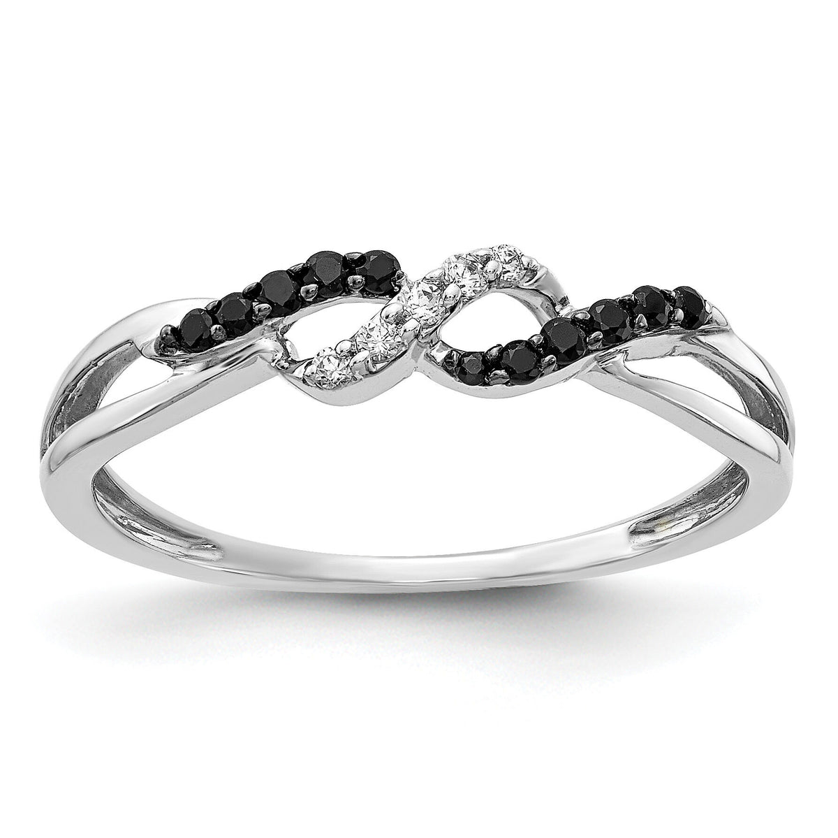 14k White Gold w/ Black and White Diamond Twist Ring-RM5679