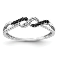 14k White Gold w/ Black and White Diamond Twist Ring-RM5679