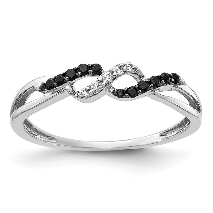 14k White Gold w/ Black and White Diamond Twist Ring-RM5679-BK-013-WA