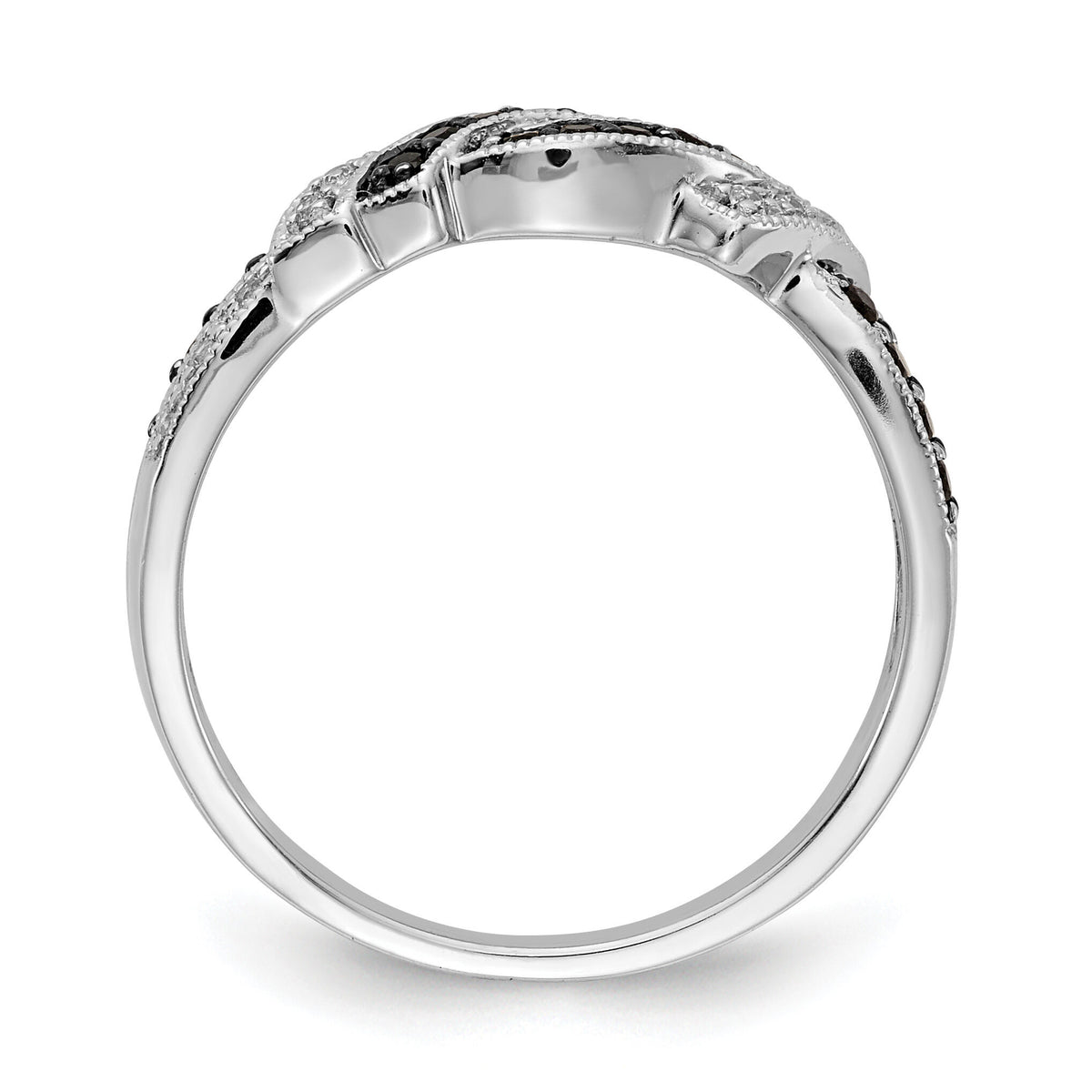 14k White Gold w/Black Rhodium White and Black Diamond Ring-RM5680