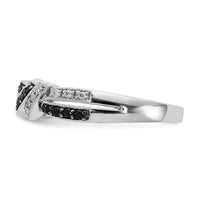 14k White Gold w/Black Rhodium White and Black Diamond Ring-RM5680