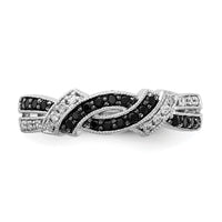 14k White Gold w/Black Rhodium White and Black Diamond Ring-RM5680