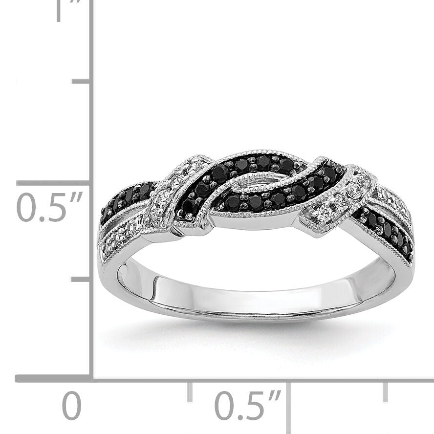 14k White Gold w/Black Rhodium White and Black Diamond Ring-RM5680