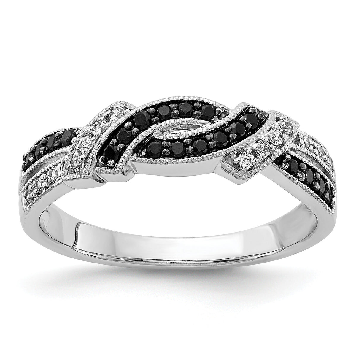 14k White Gold w/Black Rhodium White and Black Diamond Ring-RM5680