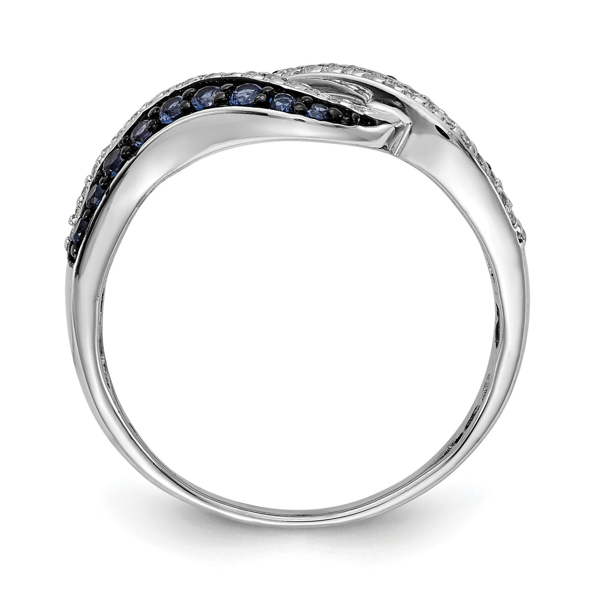 14k White Gold Blue and White Diamond Swirl Ring-RM5681