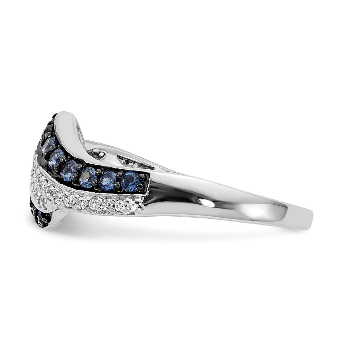 14k White Gold Blue and White Diamond Swirl Ring-RM5681
