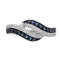 14k White Gold Blue and White Diamond Swirl Ring-RM5681