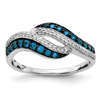 14k White Gold Blue and White Diamond Swirl Ring-RM5681