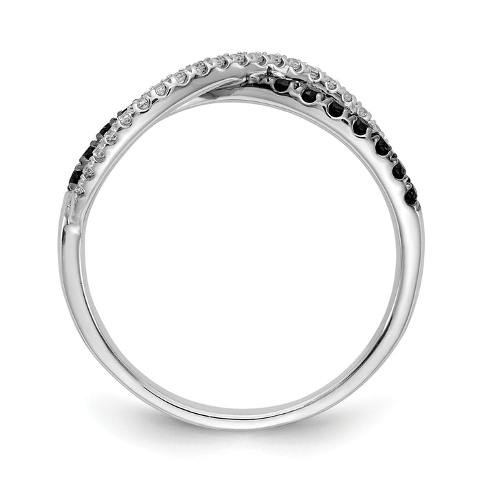 14k White Gold Black and White Diamond Twisted Ring-RM5687