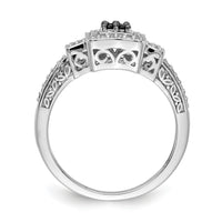 14k White Gold White and Black Diamond Square Ring-RM5689