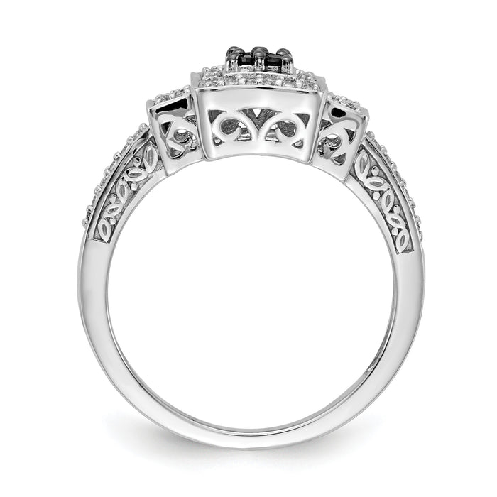 14k White Gold White and Black Diamond Square Ring-RM5689