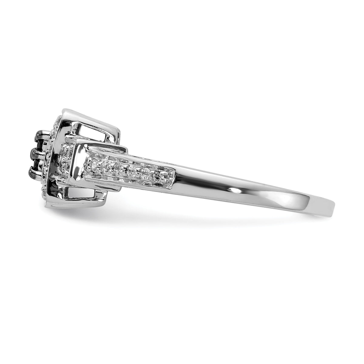14k White Gold White and Black Diamond Square Ring-RM5689
