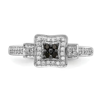 14k White Gold White and Black Diamond Square Ring-RM5689