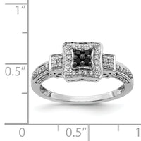 14k White Gold White and Black Diamond Square Ring-RM5689