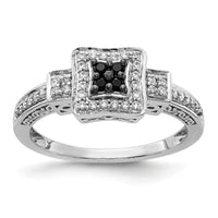 14k White Gold White and Black Diamond Square Ring-RM5689
