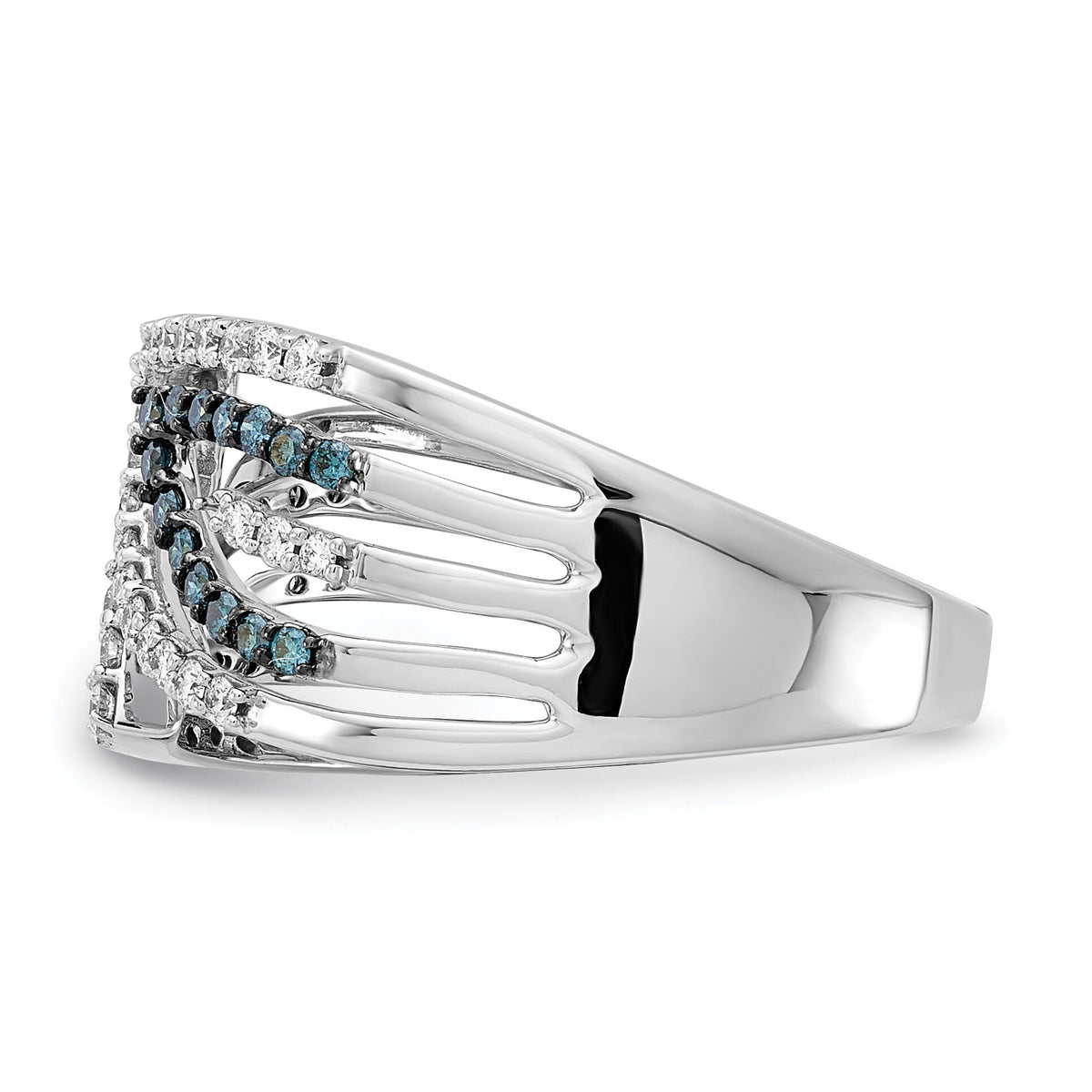 14k White Gold Blue/White Fancy Diamond Ring-RM5691